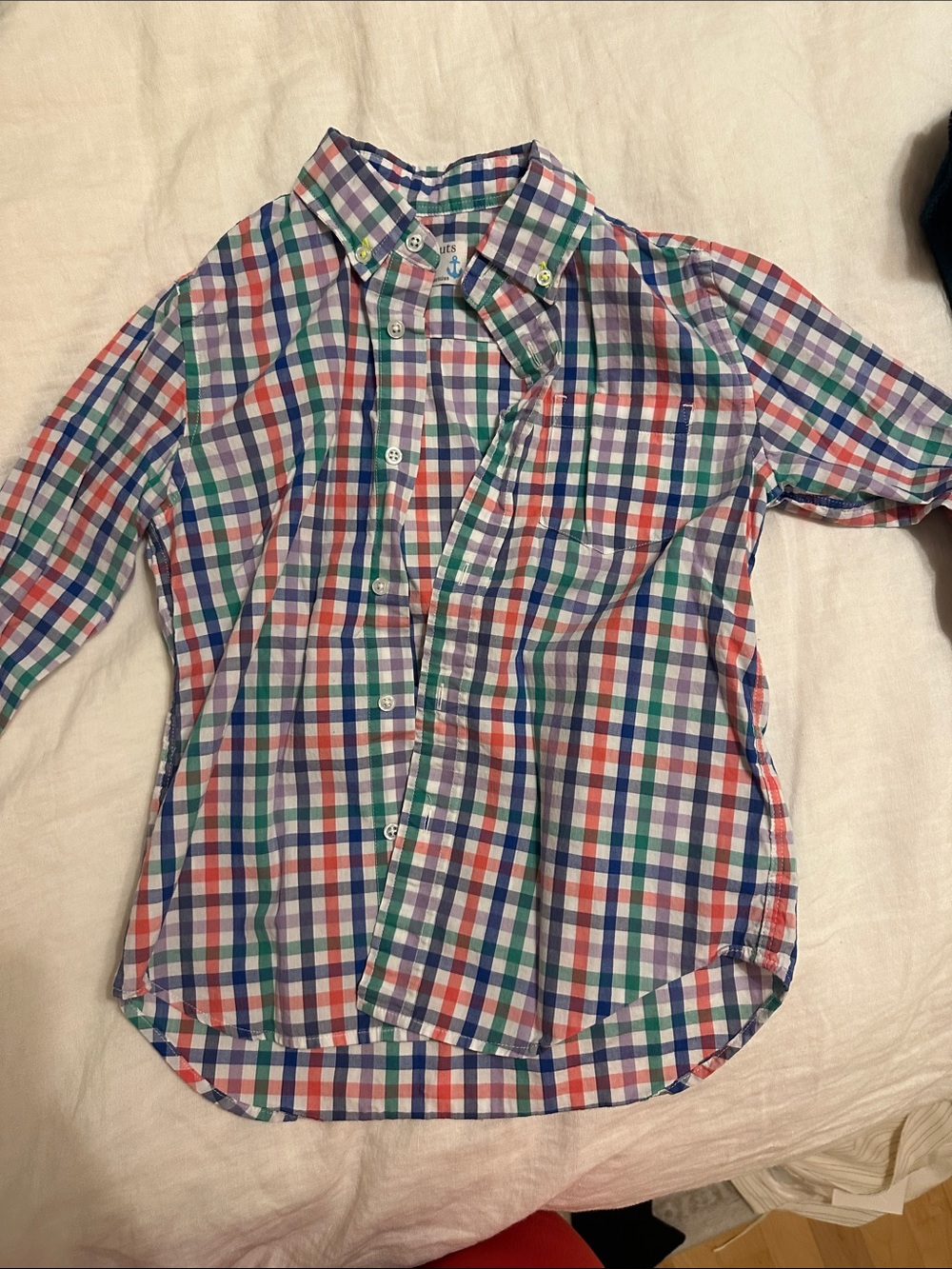 Crewcuts Boys Plaid Button-Down Shirt in Blue, Green, Red
